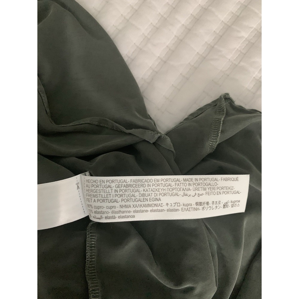 Massimo Duty Cupro Midi Skirt Sz M Knot Detail Army Green Gathered Side Zipper - Picture 13 of 14